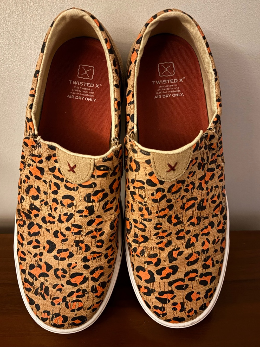 Twisted X Slip On Kicks Leopard Print Cork Honey, Black & Carrot